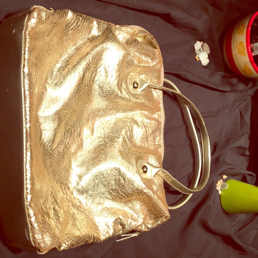 GOLD tone makeup bag